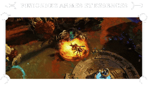 Gameplay de fusion entre armes et essences elementaires dans Eversiege