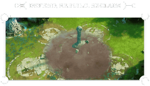 Gameplay of tower reconstruction in Eversiege